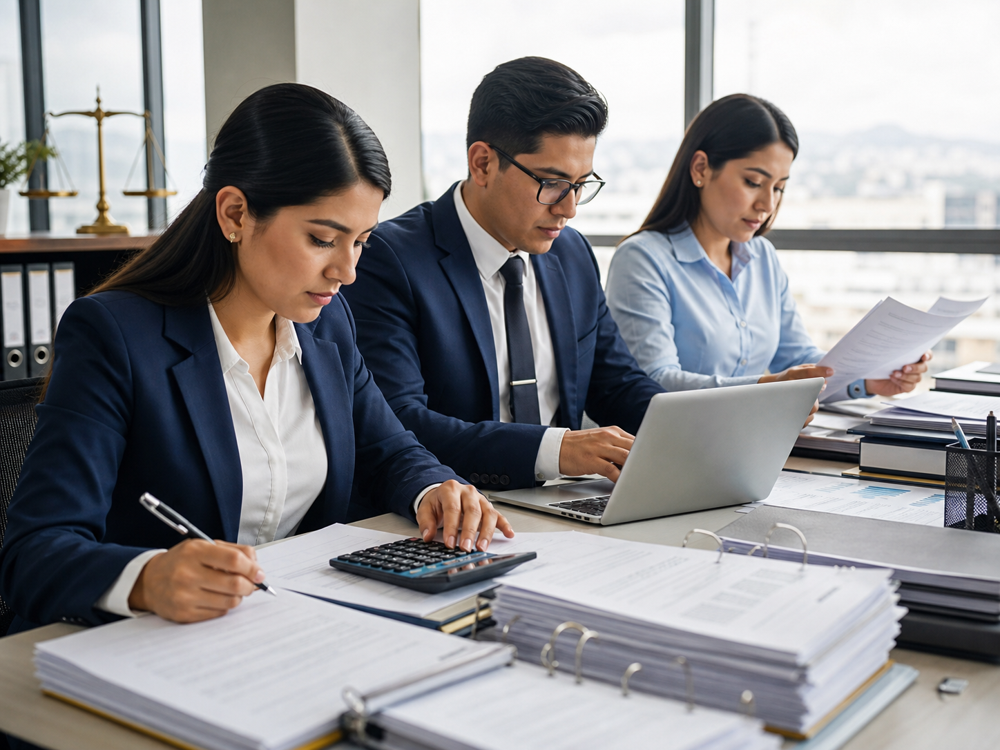 Equipo contable gestionando información empresarial