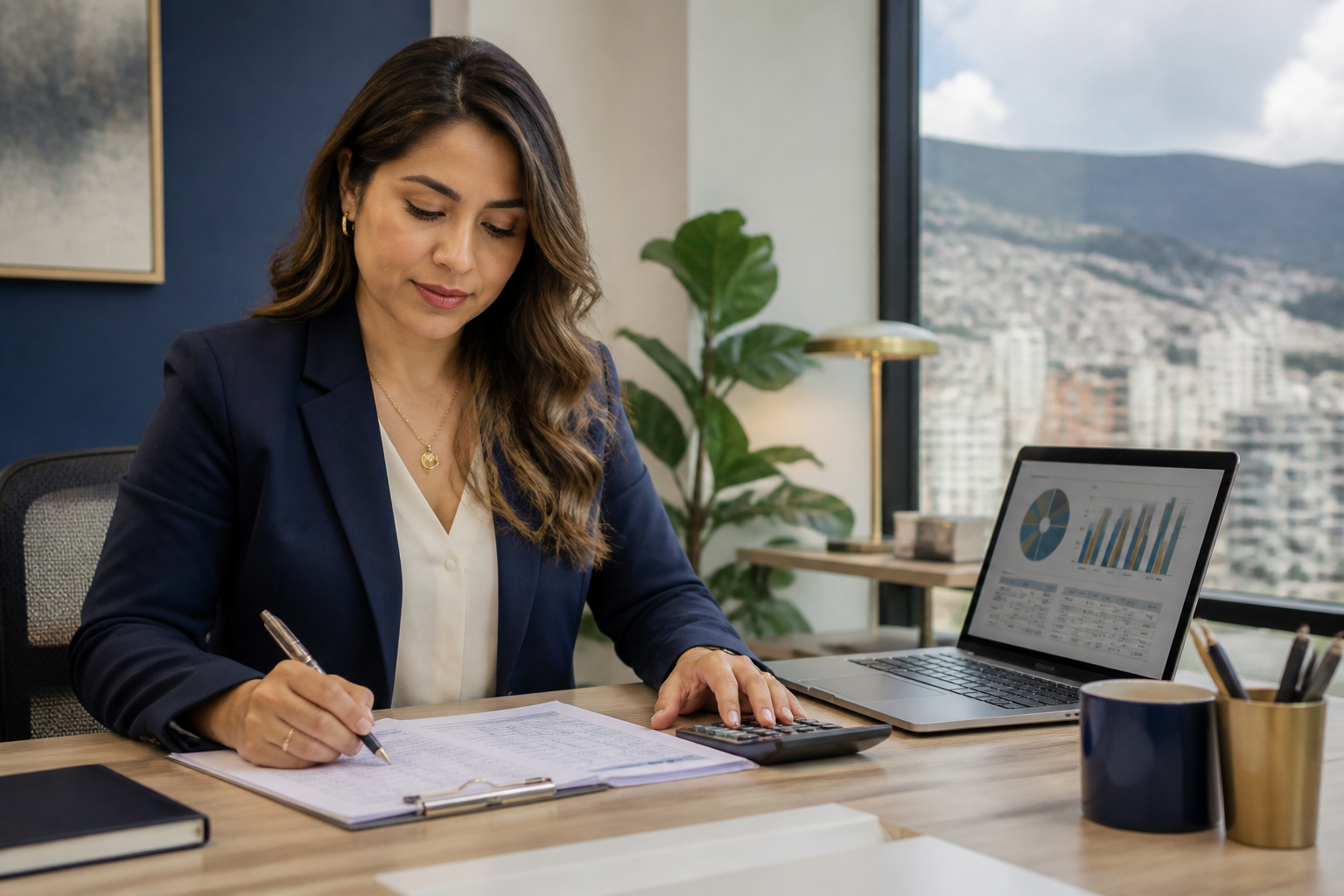 Profesional revisando la contabilidad de una empresa